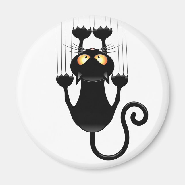 Katt som faller ner roligt tecknade figurer magnet (Framsidan)