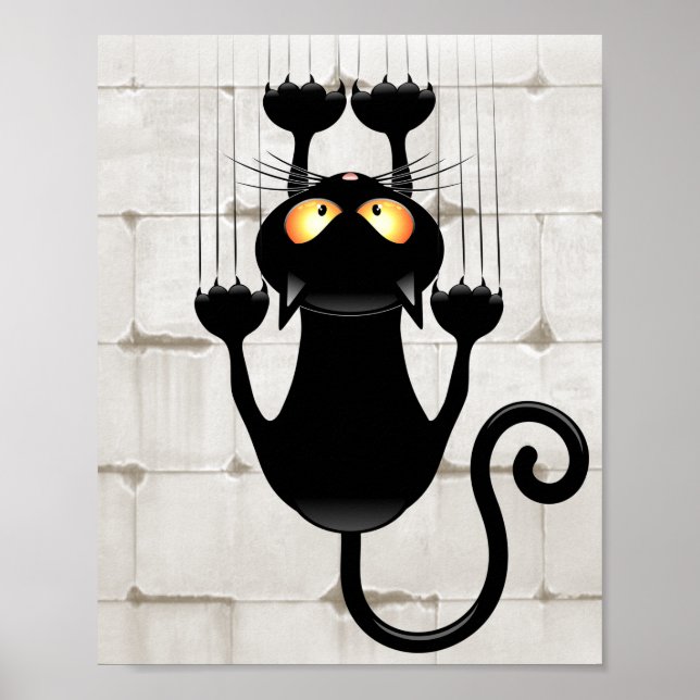 Katt som faller ner roligt tecknade figurer poster (Framsidan)