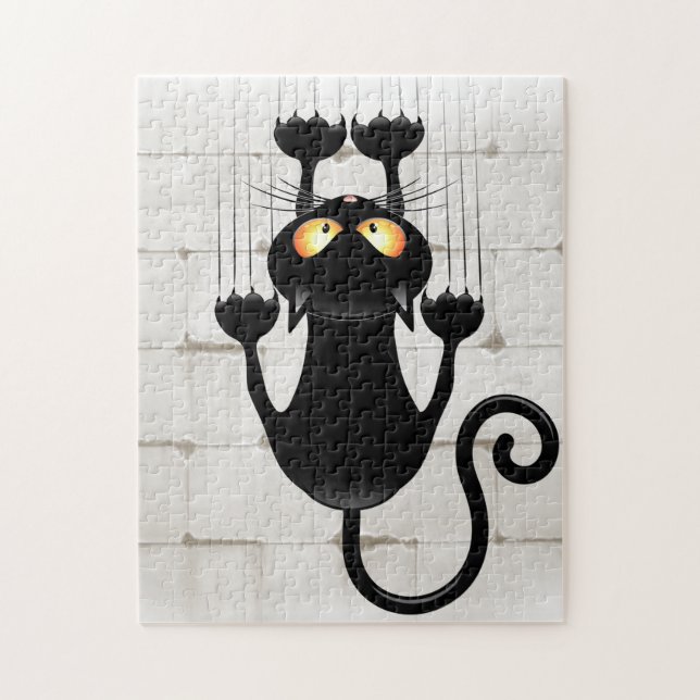 Katt som faller ner roligt tecknade figurer pussel (Vertikal)