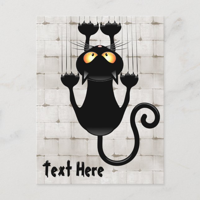 Katt som faller ner roligt tecknade figurer vykort (Framsida)