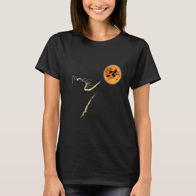 Katt som fångar månhäxa  Katt Halloween-kostym T Shirt (Framsida)