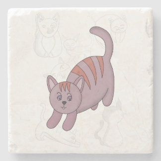 Katt som får redo att hoppa över täcket för duntäc stenunderlägg