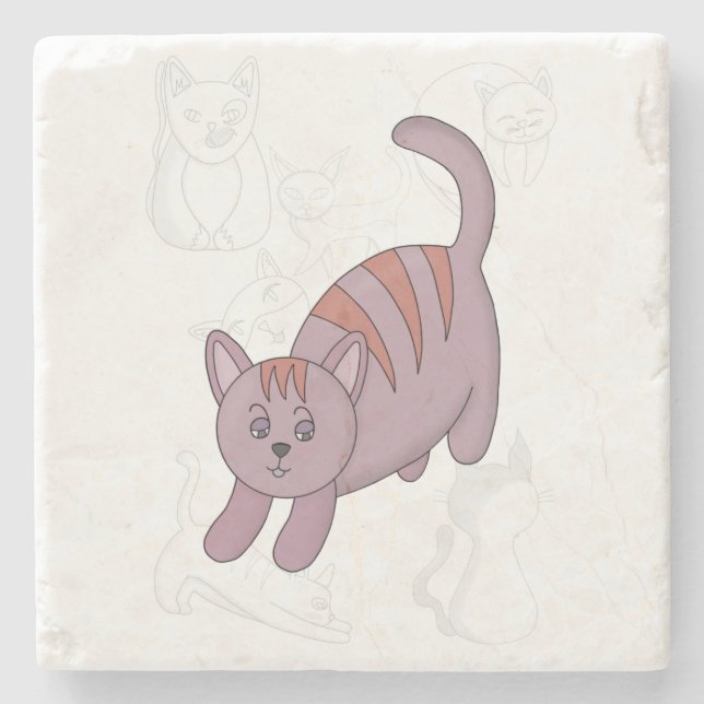 Katt som får redo att hoppa över täcket för duntäc stenunderlägg (Framsidan)