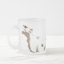 Katt som fiskar genomskinlig frostad mugg
