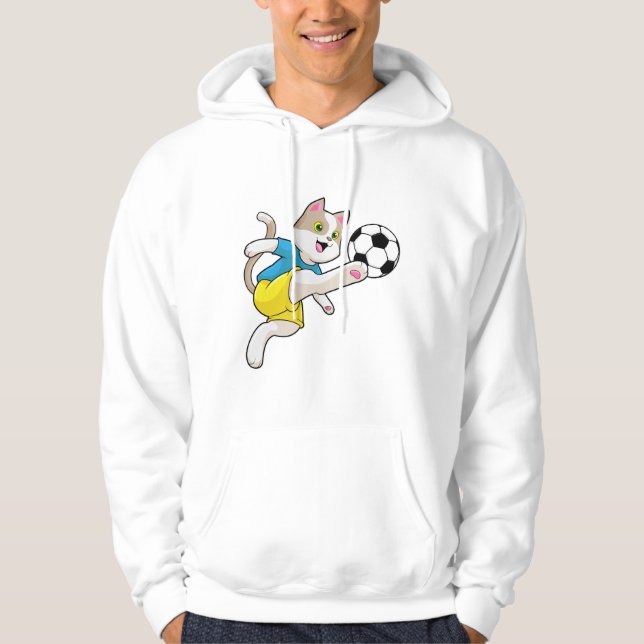 Katt som fotbollsspelare med fotboll hoodie (Framsida)