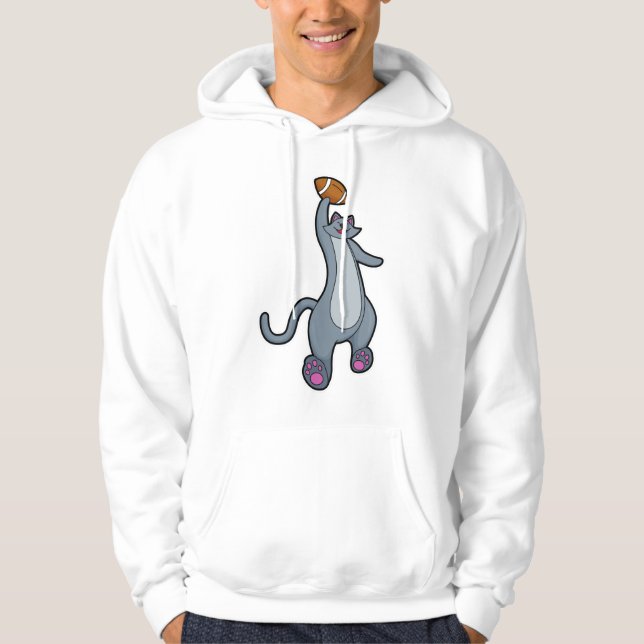 Katt som fotbollsspelare med fotboll hoodie (Framsida)