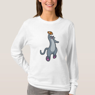 Katt som fotbollsspelare med fotboll t shirt