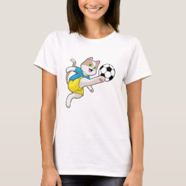 Katt som fotbollsspelare med fotboll t shirt