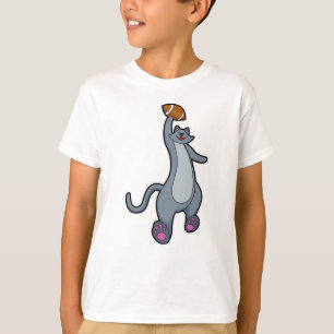 Katt som fotbollsspelare med fotboll t shirt