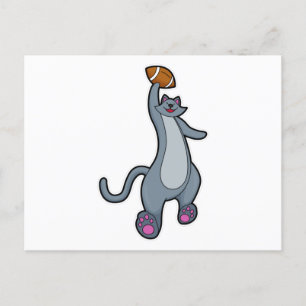 Katt som fotbollsspelare med fotboll vykort