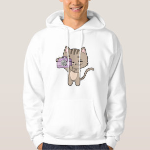 Katt som fotograf med kamera hoodie