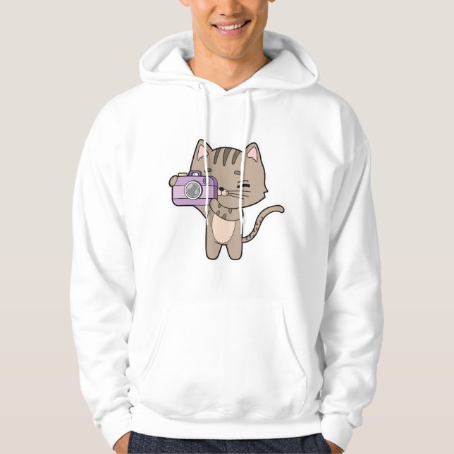 Katt som fotograf med kamera hoodie (Framsida)