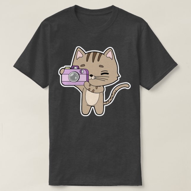 Katt som fotograf med kamera t shirt (Design framsida)
