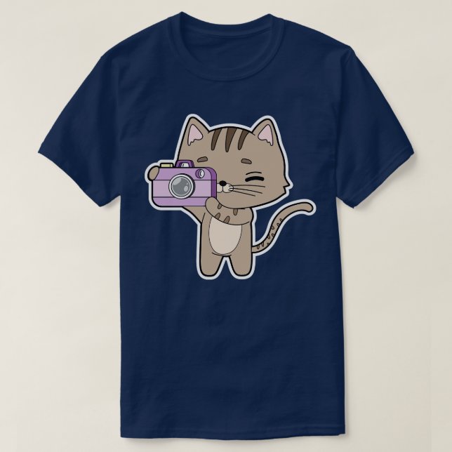 Katt som fotograf med kamera t shirt (Design framsida)