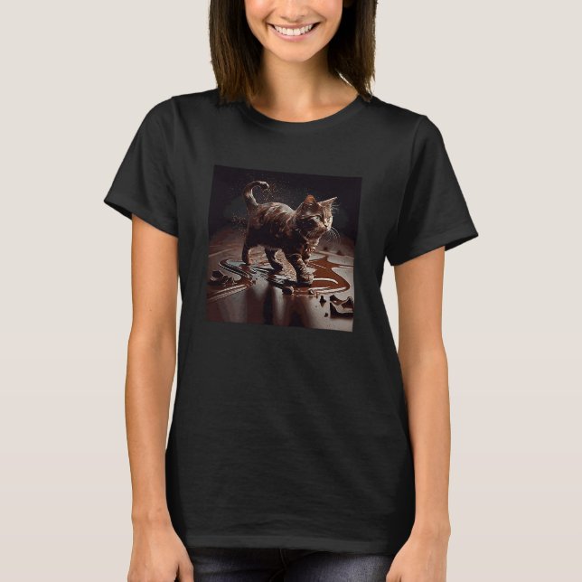 Katt som går choklad t shirt (Framsida)