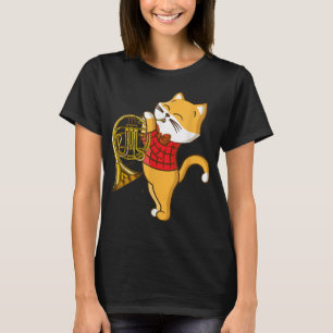 Katt som gillar Music Instrument Fransk Horn1 T Shirt