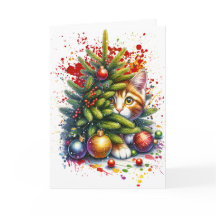 Katt som gömmer bakom Julgran