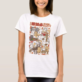 Katt som gör traditionell Kuih Kapit under kinesis T Shirt