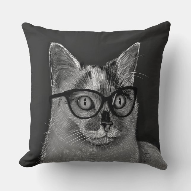 Katt som ha på sig exponeringsglas kudde (Framsida)