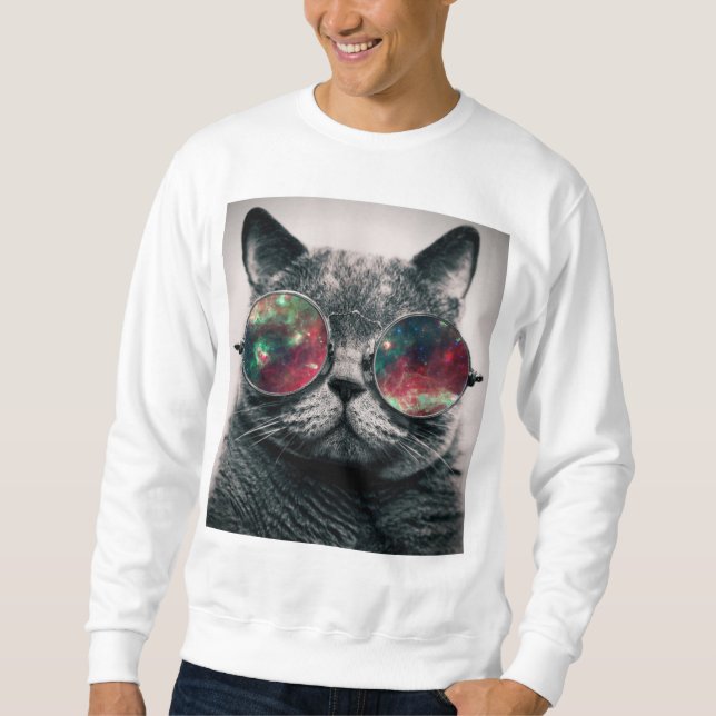 katt som ha på sig solglasögonswatshirt sweatshirt (Framsida)