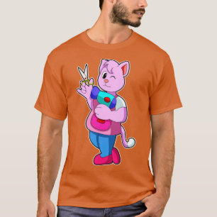 Katt som Hairdresser med saxar Hair-torktumlare T Shirt