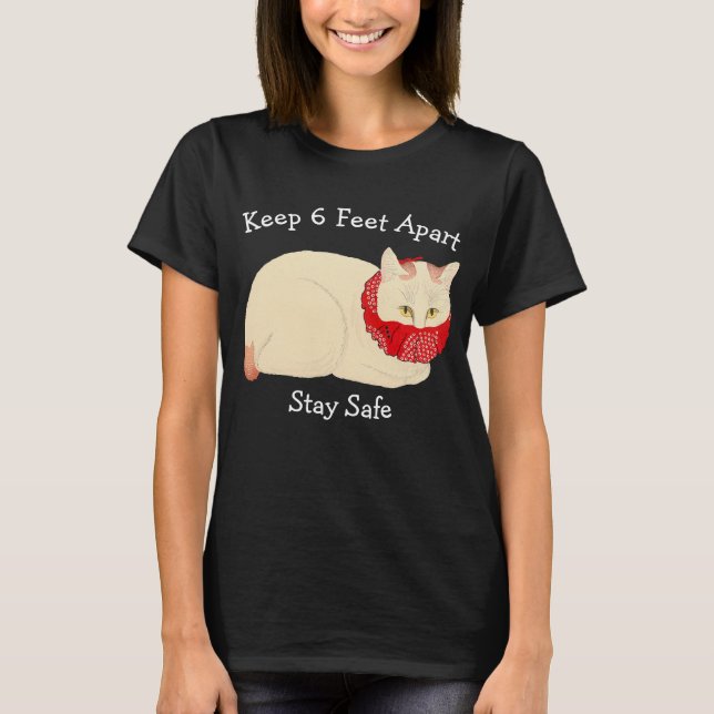 Katt som håller 6 fot åtskilt t shirt (Framsida)