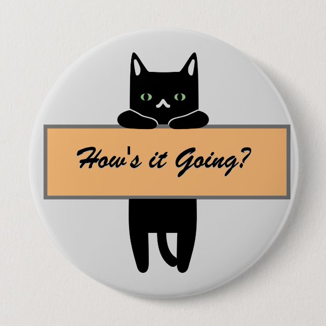 Katt som håller en skylt Badge Knapp (Framsida)