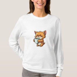 Katt som håller kaffe t shirt