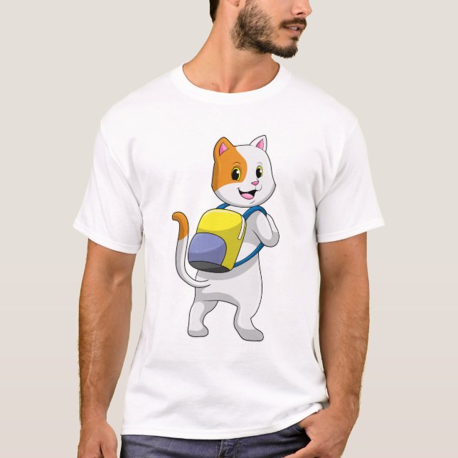 Katt som Hiker med ryggsäck T Shirt (Framsida)