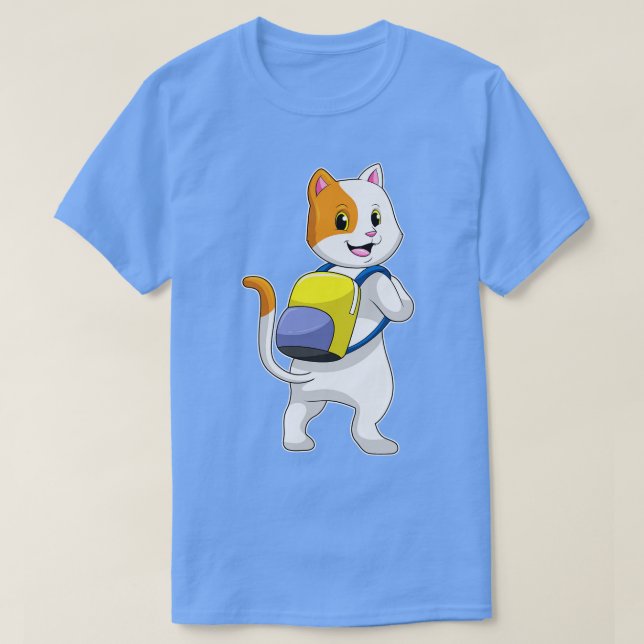 Katt som Hiker med ryggsäck T Shirt (Design framsida)