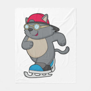 Katt som isfisk Skater med isskal Fleecefilt