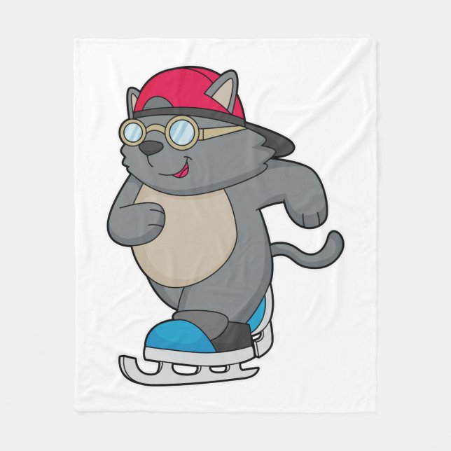 Katt som isfisk Skater med isskal Fleecefilt (Framsidan)