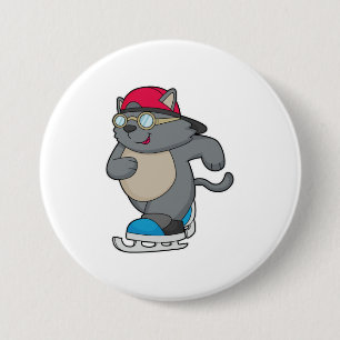 Katt som isfisk Skater med isskal Knapp