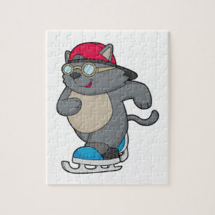 Katt som isfisk Skater med isskal Pussel