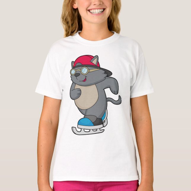 Katt som isfisk Skater med isskal T Shirt (Framsida)