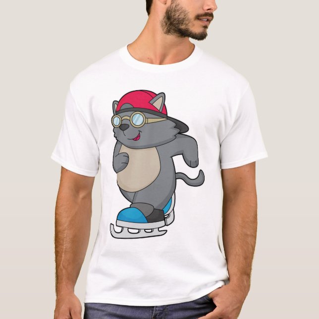 Katt som isfisk Skater med isskal T Shirt (Framsida)