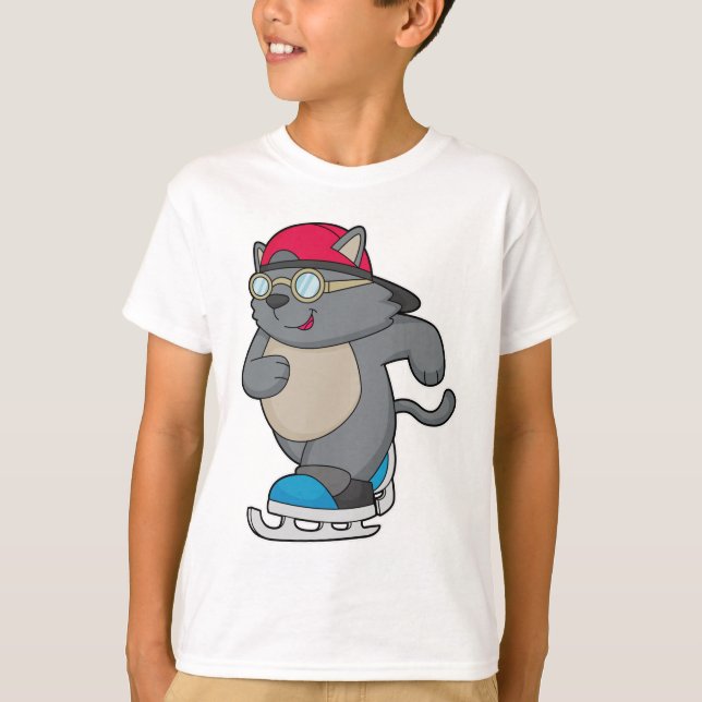 Katt som isfisk Skater med isskal T Shirt (Framsida)