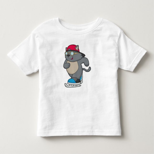 Katt som isfisk Skater med isskal T Shirt (Framsida)