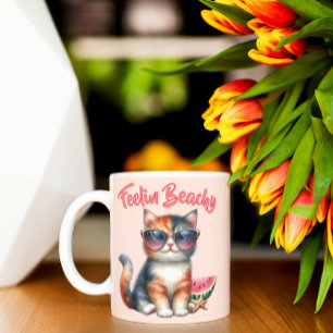 Katt som känns strandig och söt kaffemugg