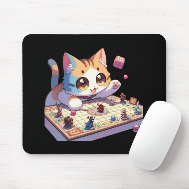 Katt som Kastar Tärningar Brädspel Musmatta (Med mus)