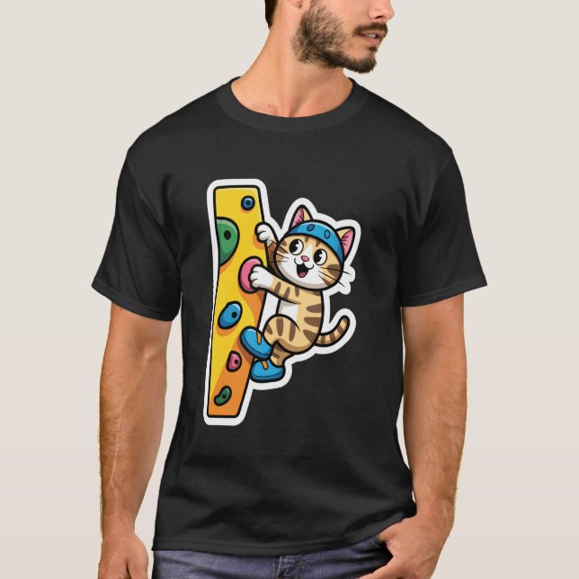 Katt som klättrar Bouldering Wall Meme T Shirt (Framsida)