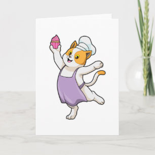 Katt som kock med kokkäpp & Muffin Kort