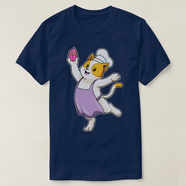 Katt som kock med kokströja Muffin T Shirt (Design framsida)
