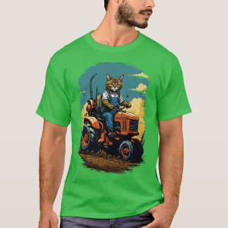 Katt som kör en traktor t shirt