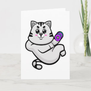 Katt som kroppsbyggare med hantel kort