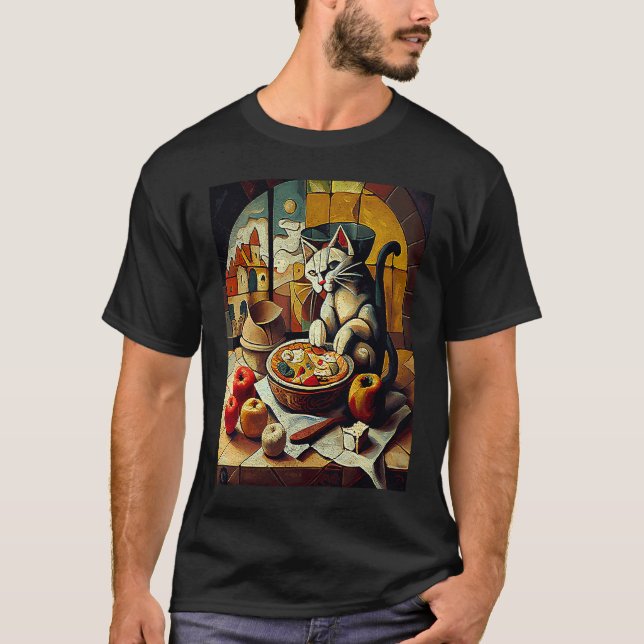 Katt som lagar äppelpaj t shirt (Framsida)