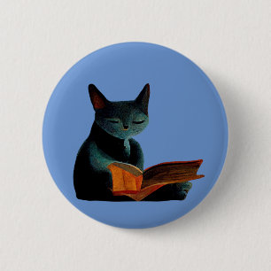 Katt som läser bok knapp