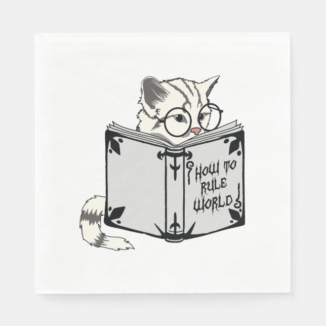 Katt som läser bok  pappersservett (Framsidan)