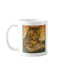 Katt som läser en bok-mugg