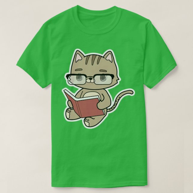 Katt som läser med bok t shirt (Design framsida)